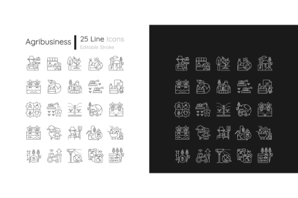 Agriculture Related Linear Icons Set for Modern Web Design