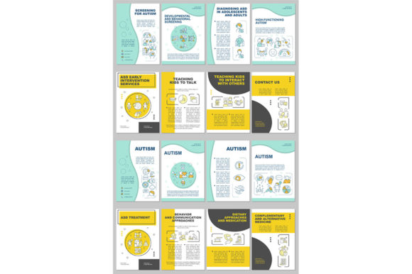 Autism Problems Brochure Template Set for Graphic Templates