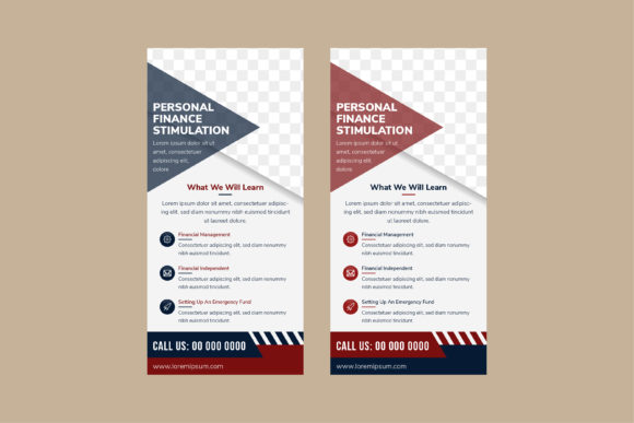 Banner Vertical Blue Red Finance Graphics for Flyers
