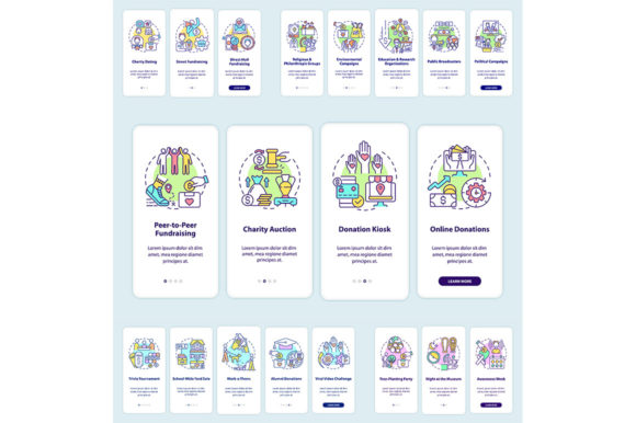 Charitable Donations Onboarding Mobile Graphics