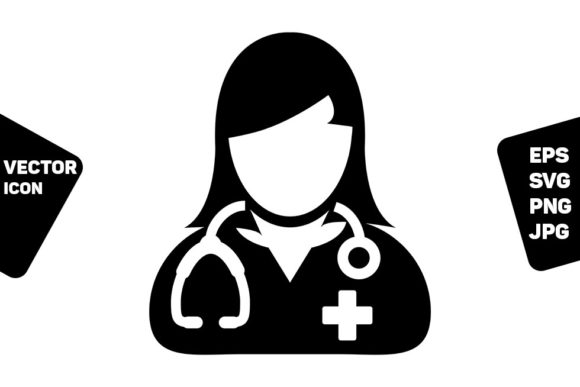 Doctor Icon Vector Female Person Profile Graphics