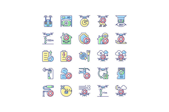 Drone Usage RGB Color Manual Label Icons