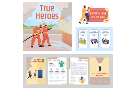 Emergency Situation Vector Template Set for Graphic Templates