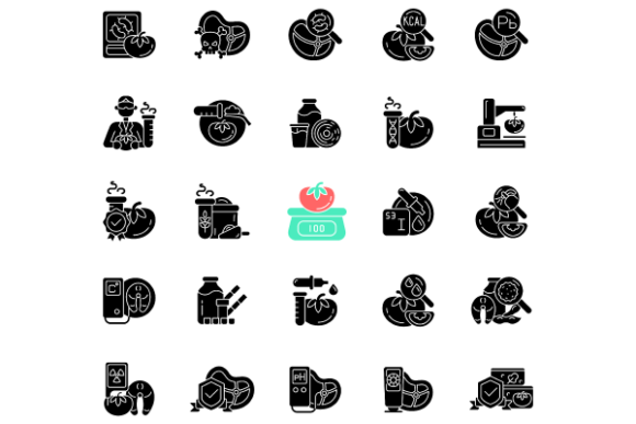Food Testing Black Glyph Icons Set Review