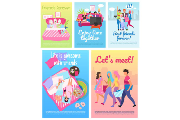 Friends Pastime Brochure Template Set for Graphic Templates