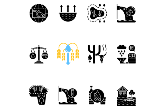 Global Water Crisis Icons Bundle for Crafting and Design