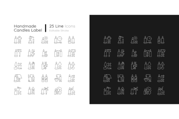 Handmade Candles Label Icons Bundle for Web and Editorial Design