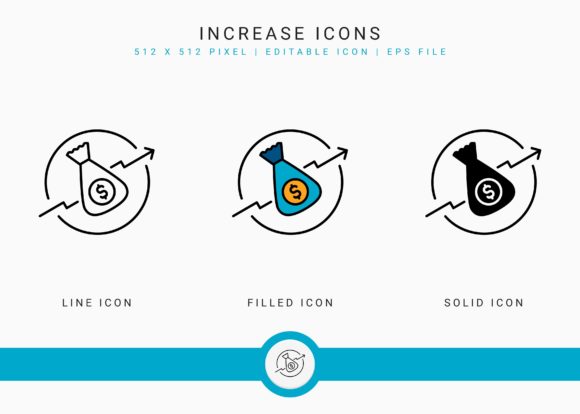 Increase Icons Set for Modern Graphics and Design