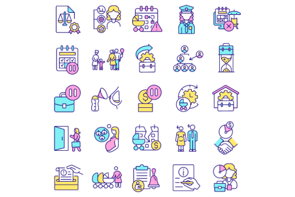 Maternity Leave Icons for Local Business Branding