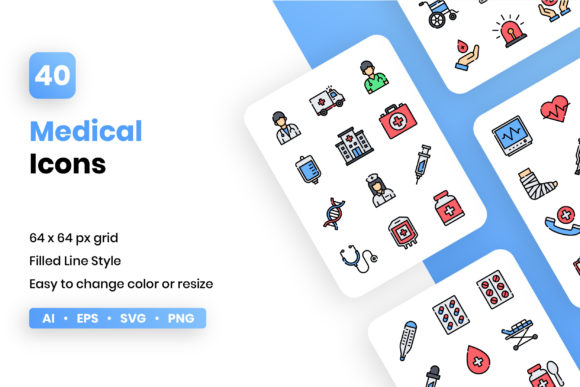Medical Filled Line Icon Set Review for Embroidery Projects
