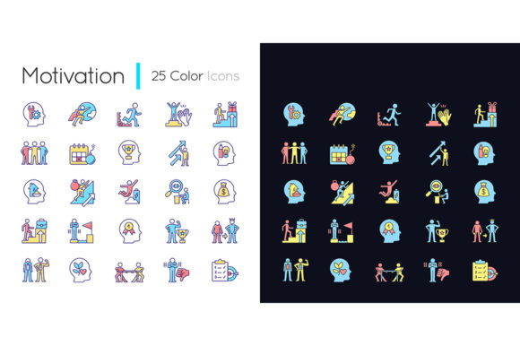 Motivation Light and Dark Theme RGB Set for Icons and Graphics