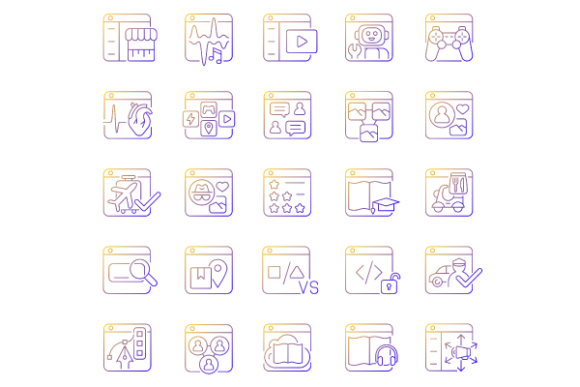 Online Platforms Gradient Icons Bundle for Modern Web Design