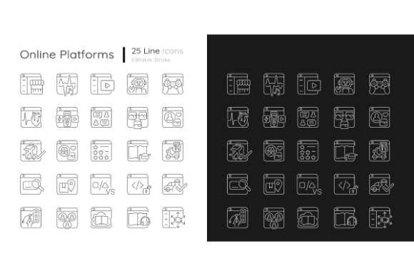 Online Platforms Linear Icons Bundle Review