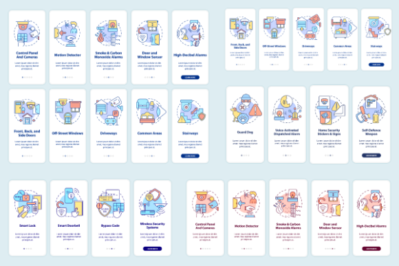 Property Security App Page Screen Bundle - Modern Graphic Templates