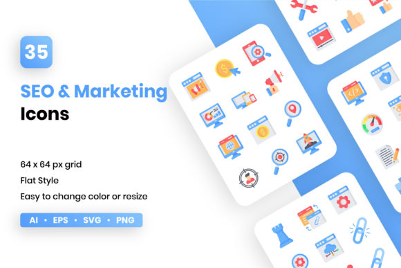 SEO and Marketing Icons for Branding and Visual Content