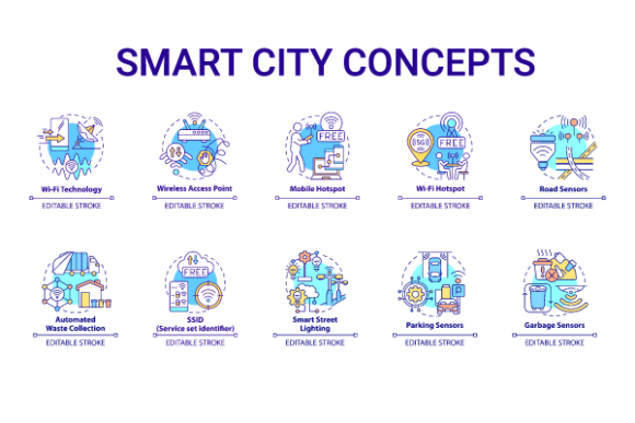 Smart City Concept Icons Bundle for Modern Graphics
