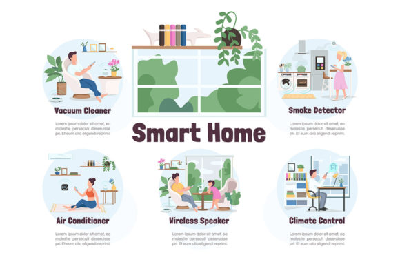 Smart Home Flat Color Vector Graphics for Branding