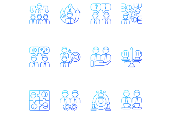 Teamwork Gradient Icons for Modern Design Projects