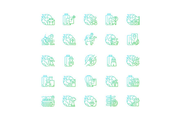 Travel Gradient Linear Icon Set for Branding and Marketing