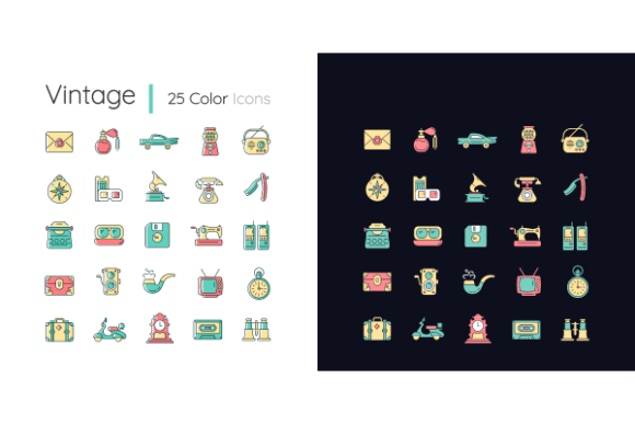 Vintage Style Color Icons Set Review