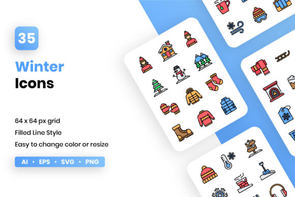 Winter Filled Line Icon Set for Modern Graphic Design